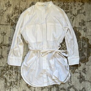 Vince (size: Xs) white button down collarless long shirt for women